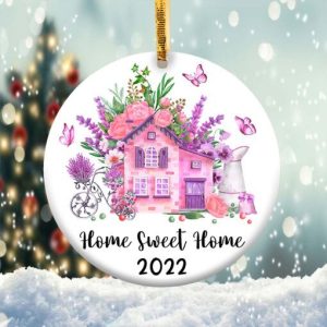 Home Sweet Home Pink Flowers Ornament Png