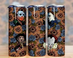 Horror Characrers Sunflowers Tumbler Png