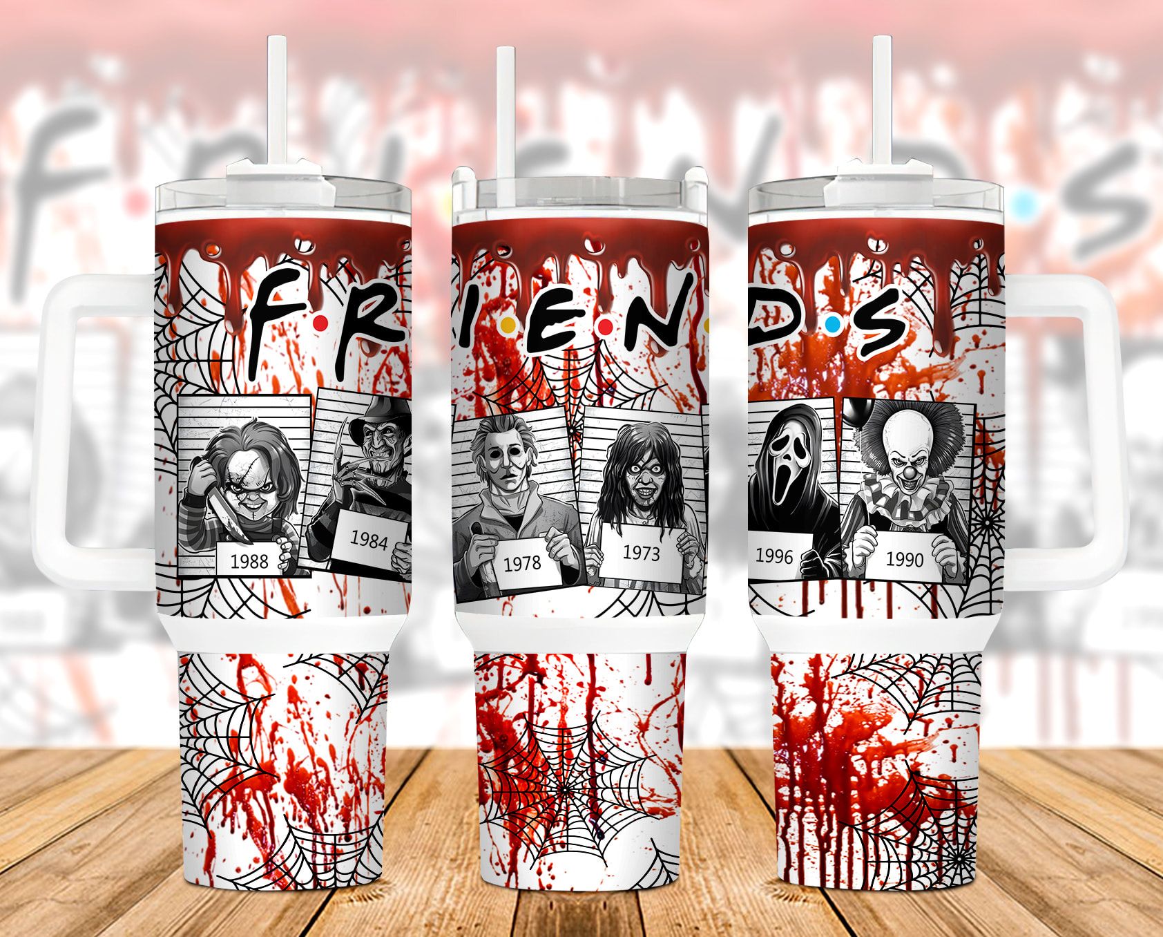Horror Character Friends 40 Oz 2 Piece Tumbler Wrap Horror Character Friends 40 Oz 2 Piece Tumbler Wrap