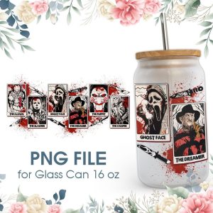 Horror Characters Card 16 Oz Glass Can Png File