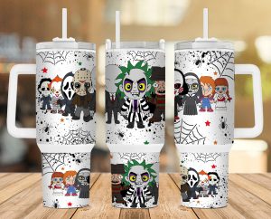 Horror Characters Cartoon 40 Oz 2 Piece Tumbler Wrap
