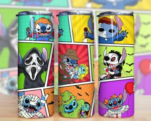 Horror Characters Cartoon Stitch Tumbler Png