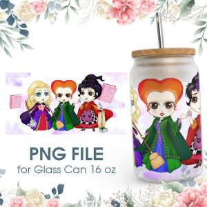 Horror Characters Chibi Witch 16 Oz Glass Can Png File