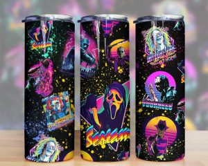 Horror Characters Neon Tumbler Png