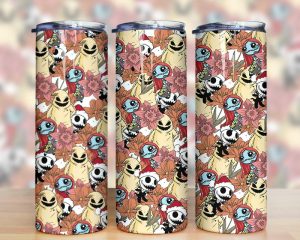 Horror Characters Nightmare Floral Retro Tumbler Png