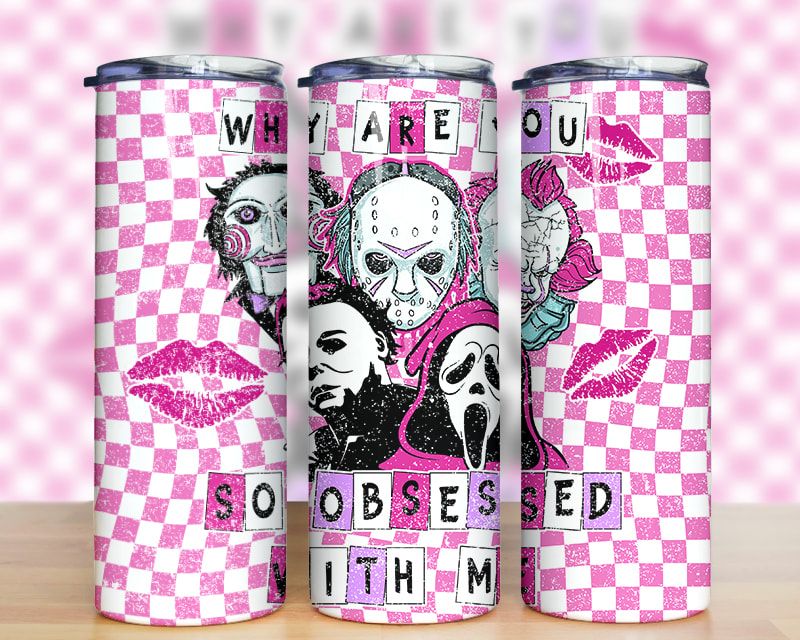 Horror Characters Obsessed Movie Pink Tumbler Png Horror Characters Obsessed Movie Pink Tumbler Png
