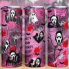 Horror Characters Pink Ghost Glitter Tumbler Png