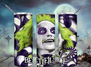 Horror Movies Characters Beetlejuice Tumbler Png 20oz Skinny Tumbler Png