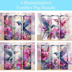 Hummingbird Floral Tumbler Png
