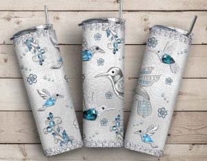 Hummingbird Glitter Tumbler PNG
