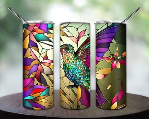 Hummingbird Stained Glass Tumbler Png