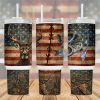 Hunting Deer And Fish American Flag 40 Oz 2 Piece Tumbler Wrap