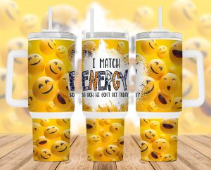 I Match Energy Smile Face 40 Oz 2 Piece Tumbler Wrap