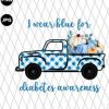 I Wear Blue For Diabetes Awareness old Truck Plaid Pumpkins Png - Customvouge