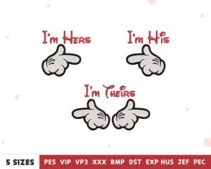 Im His Her Cartoon Gesture Embroidery Design