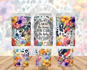 Its All Messy Leopard 40 Oz 2 Piece Tumbler Wrap