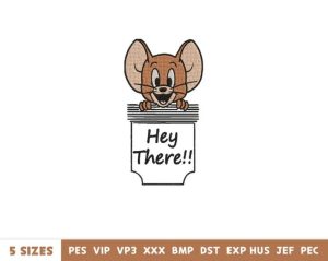 Jerry Mouse Pocket Embroidery Design