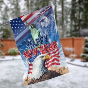 Jesus American Flag Happy New Year Garden Flag – 12×18 Garden Flag