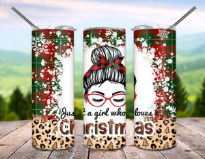 Just a Girl who Loves Christmas Tumbler PNG