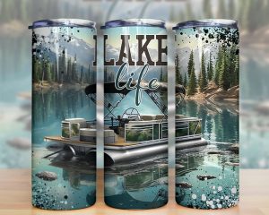 Lake Life Pontoon Boat Tumbler Png