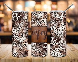 Leather Patch Wifey Cheetah Tumbler Png
