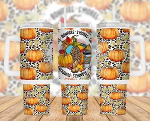 Leopard Pumpkins Fall 40 Oz 2 Piece Tumbler Wrap