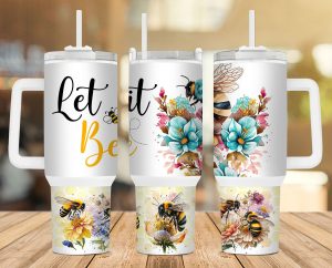 Let It Bee Floral 40 Oz 2 Piece Tumbler Wrap