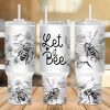 Let It Bee Floral Black And White 40 Oz 2 Piece Tumbler Wrap