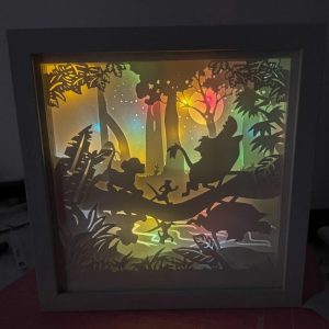Lion King – Square 3D Paper Cut Template Light Box SVG Digital Download Files