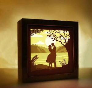 Love Story 3D Paper Cut Light Box Template