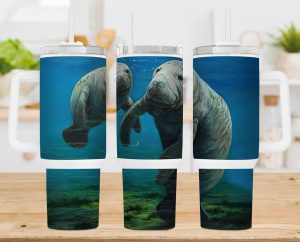 Manatees 40 Oz 2 Piece Tumbler Wrap