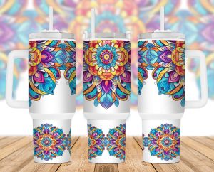 Mandala Floral 40 Oz 2 Piece Tumbler Wrap
