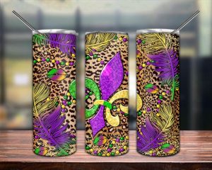 Mardi Gras Leopard Tumbler Png