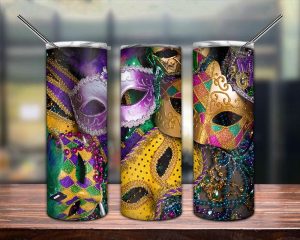 Mardi Gras Masks Tumbler Png