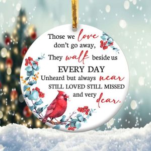 Memory Cardinal Ornament Png, Round Christmas Ornament