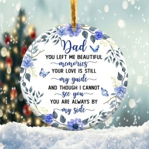 Memory Dad Ornament Png, Round Christmas Ornament