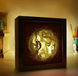 Mermaid Lightbox Template2, 3D Paper Cut Light Box Template