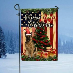 Merry Christmas German Shepherd Garden Flag – 12×18 Garden Flag