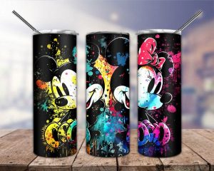 Mickey And Minnie Colorful Tumbler Png
