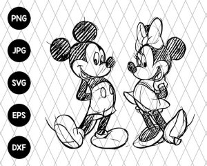 Mickey And Minnie Sketch Svg File 3