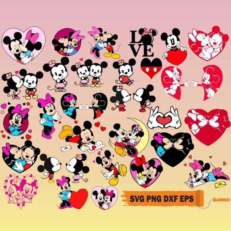 Mickey Mouse Valentine SVG, Mickey and Minnie Love SVG Mickey Mouse Valentine SVG, Mickey and Minnie Love SVG