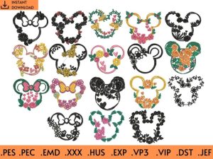 Mickey Spring Embroidery Design Bundle