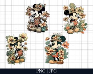 Mickey With Flowers Png Files