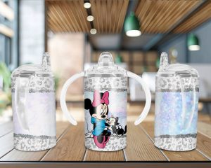 Minnie And Kitty Sippy Cup Sublimation Design