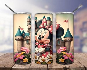 Minnie Castle Flowers Tumbler Png
