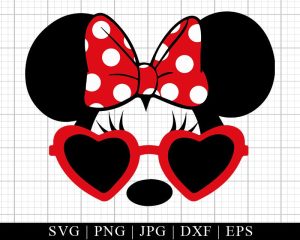Minnie With Heart Sunglasses And Dot Bow Svg Family Trip 2023 Svg