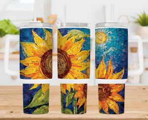Mosaic Sunflower 40 Oz 2 Piece Tumbler Wrap
