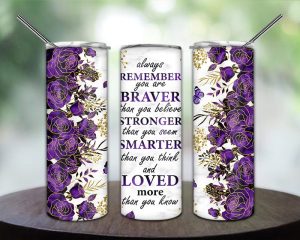 Motivational Quote Purple Rose Tumbler Png