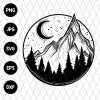 Mountain Scene Hand Drawing Svg file - Customvouge