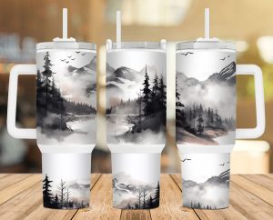 Mountains And Lakes 40 Oz 2 Piece Tumbler Wrap